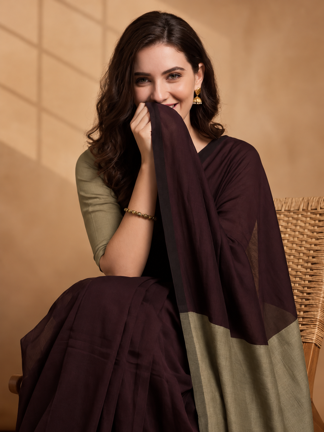 Solid Pure Cotton Saree with Unstiched Blouse
