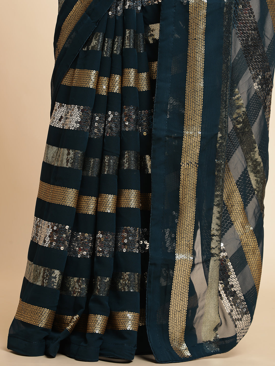 Multi Embellished Pure Georgette Party Wear Saree