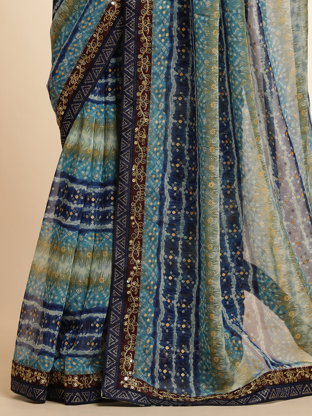 Blue  Printed Lightweight Georgette Saree