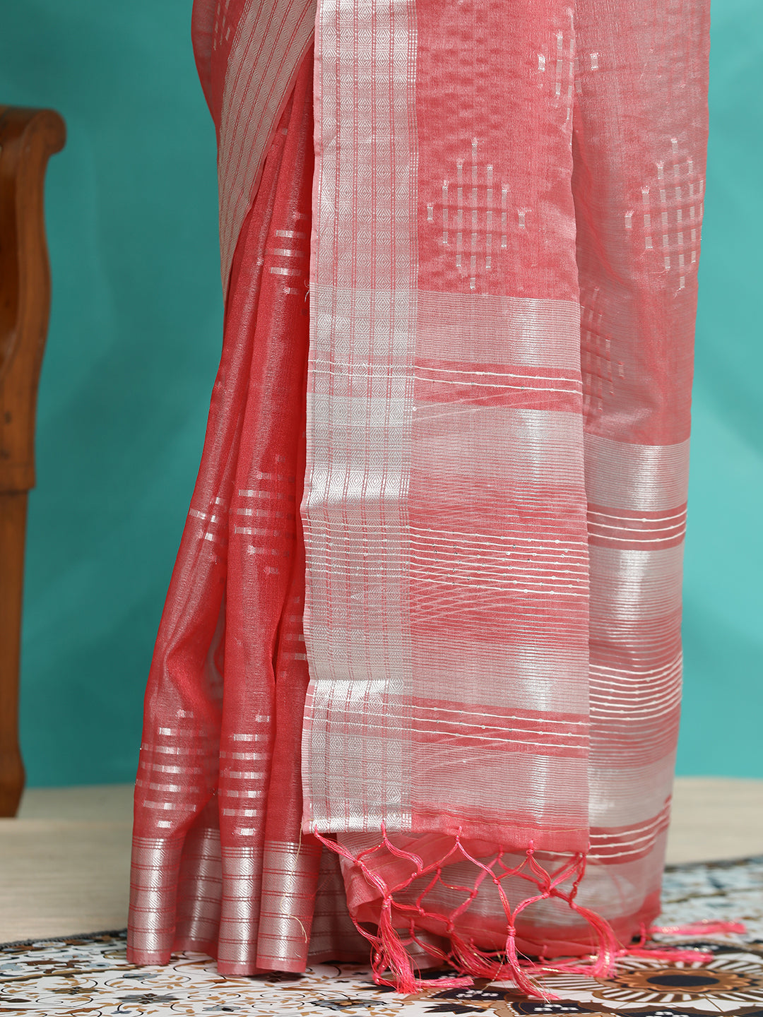 Party Wear Pink Banarasi Organza Saree