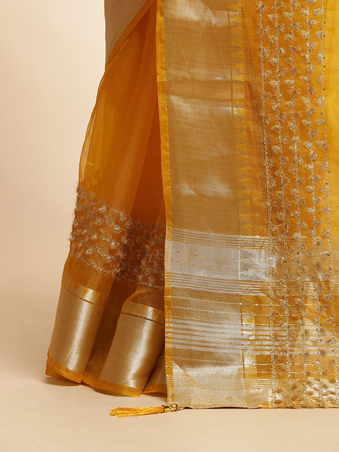 Woven Design Yellow Khadi Organza Saree