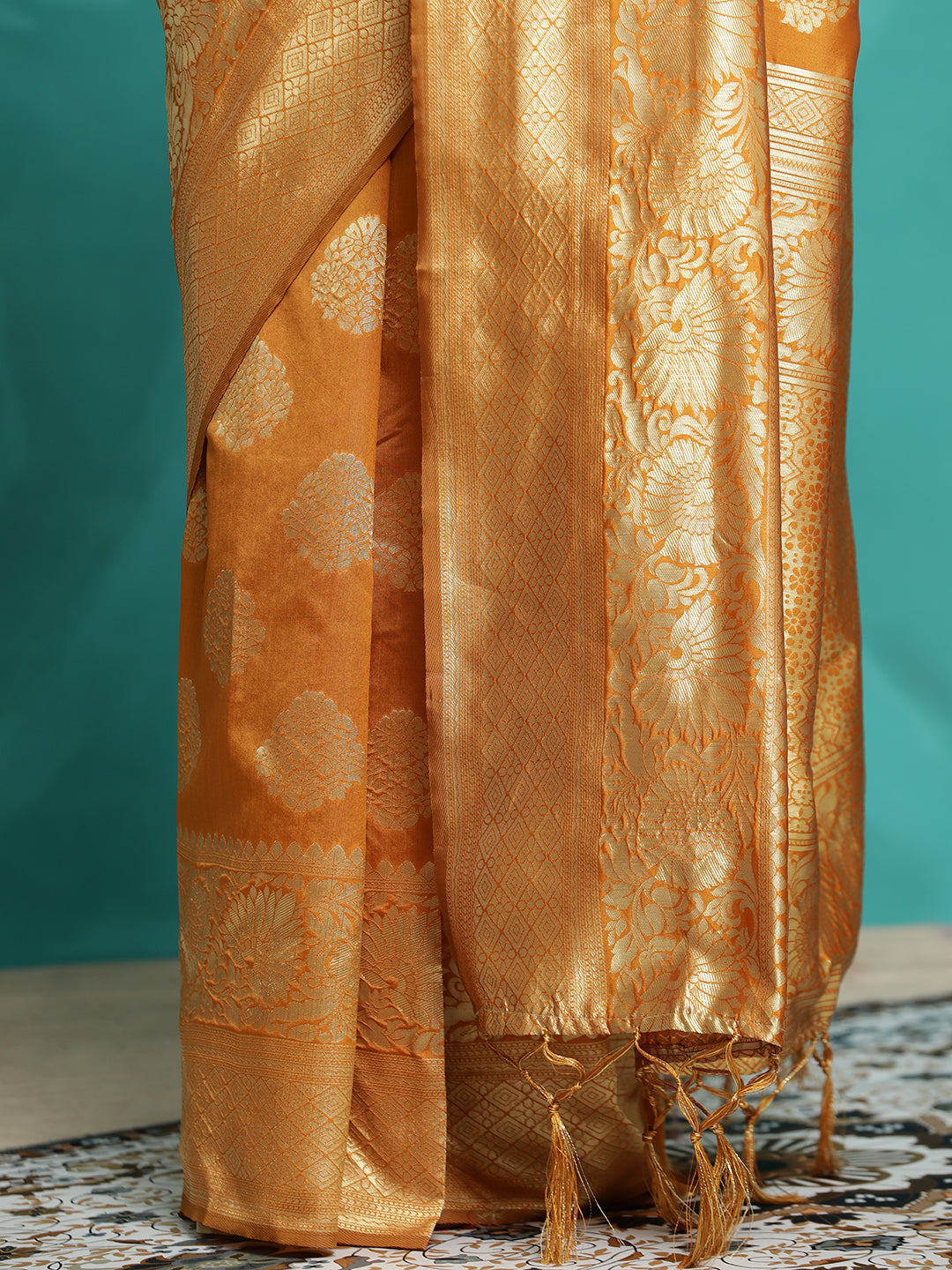 Mustard Zari Woven Design Banarasi Saree