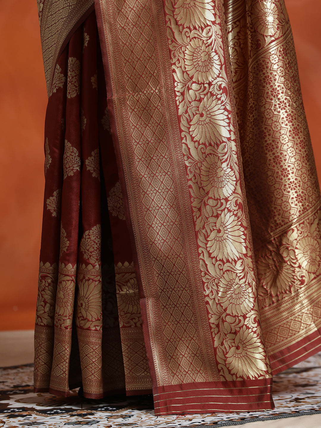 Maroon Zari Woven Design Banarasi Saree