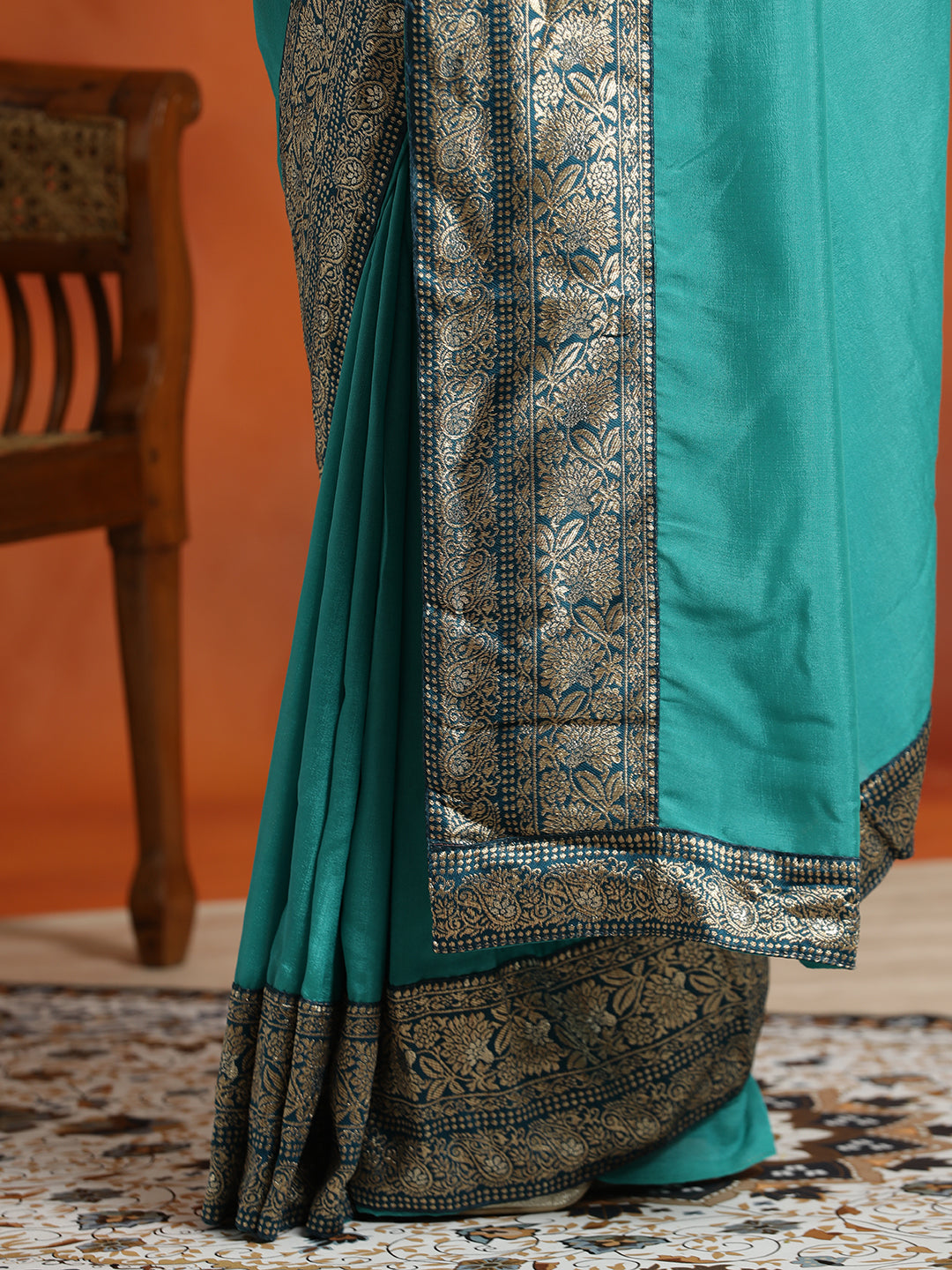 Sea Green Silk Banarasi Zari Woven Saree