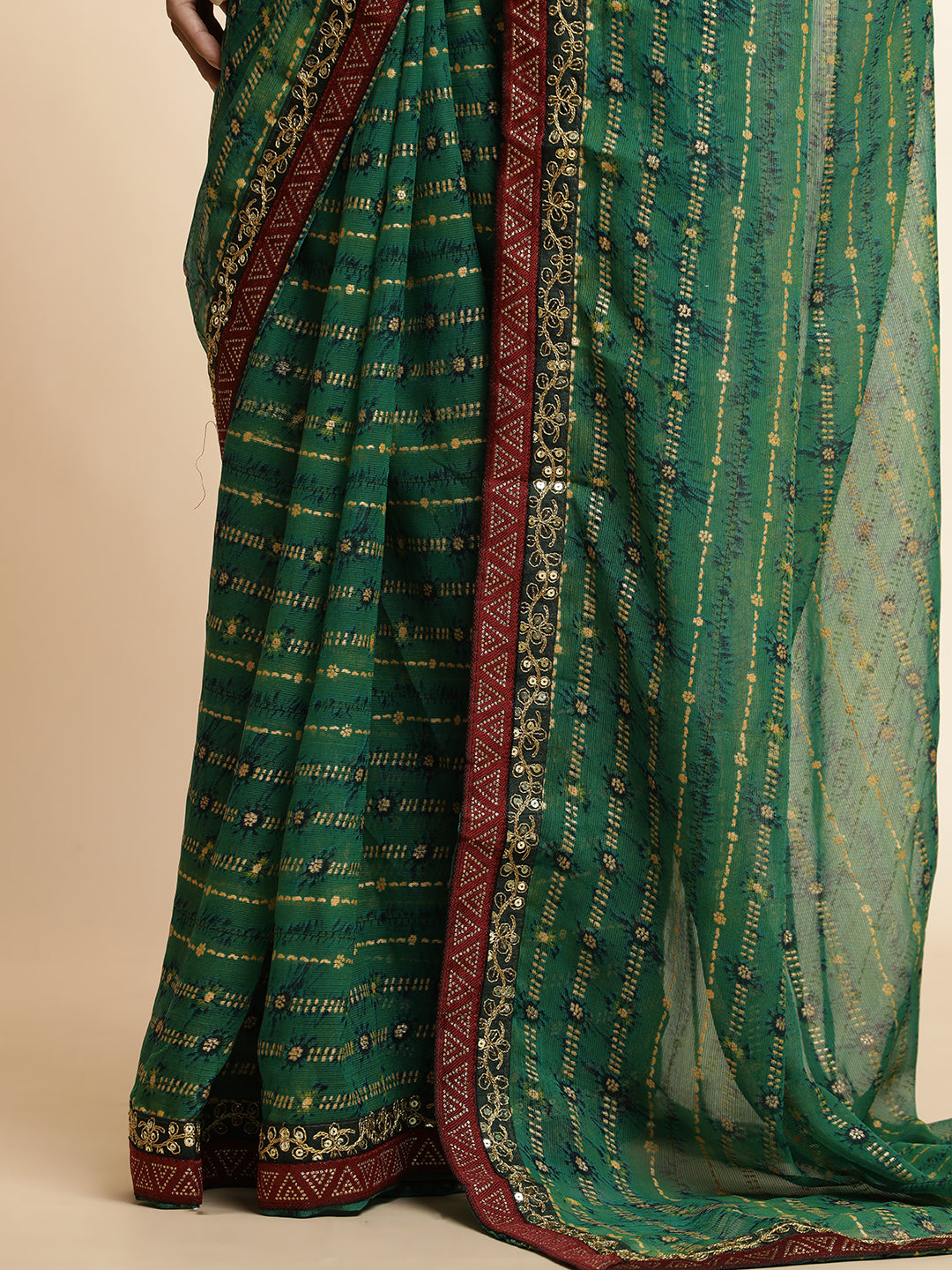 Green  Printed Lightweight Georgette Saree