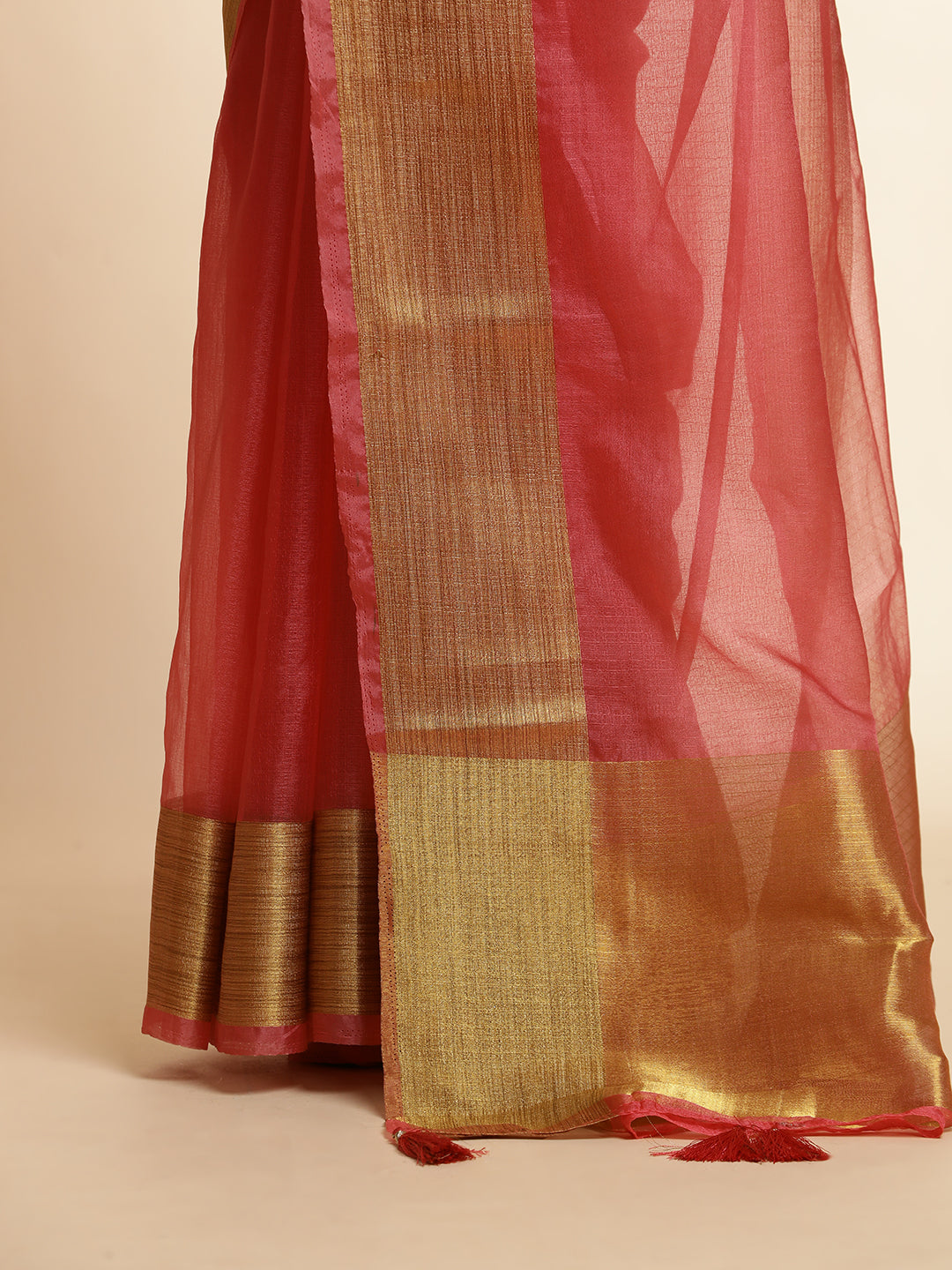 Pink Woven Khadi Organza Saree