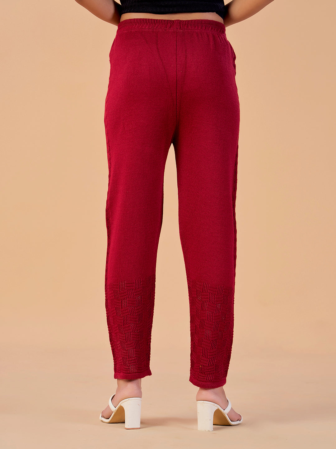 Straight Solid Woolen Pants