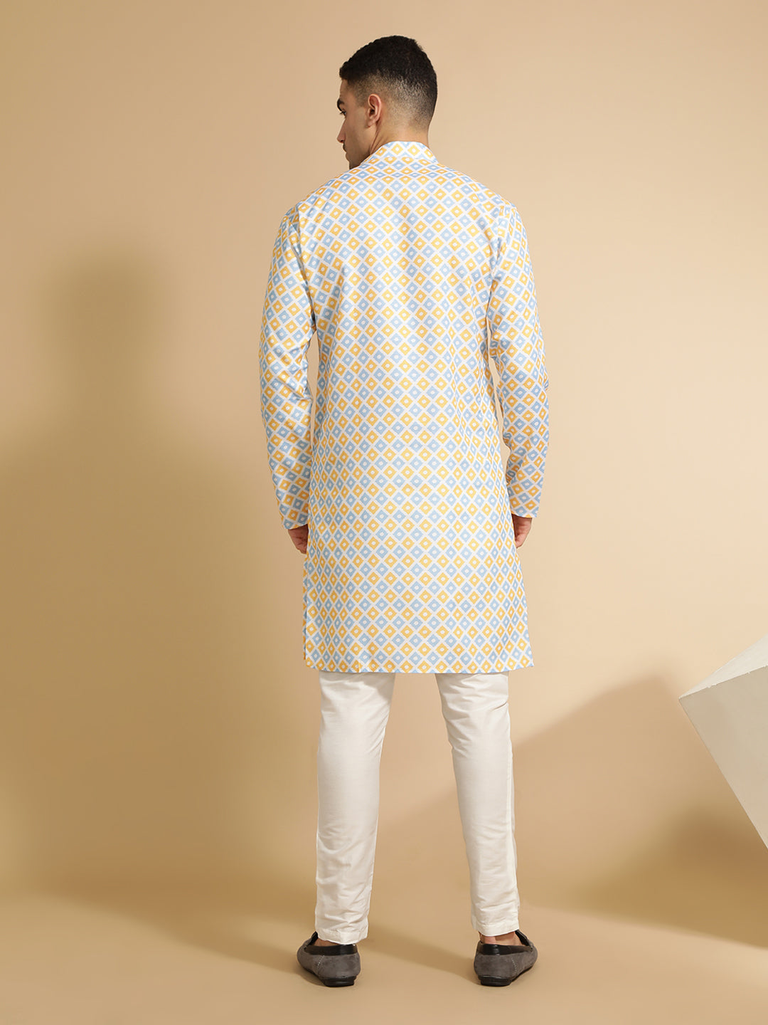 Multicolor Geometric Printed Cotton Kurta for Men