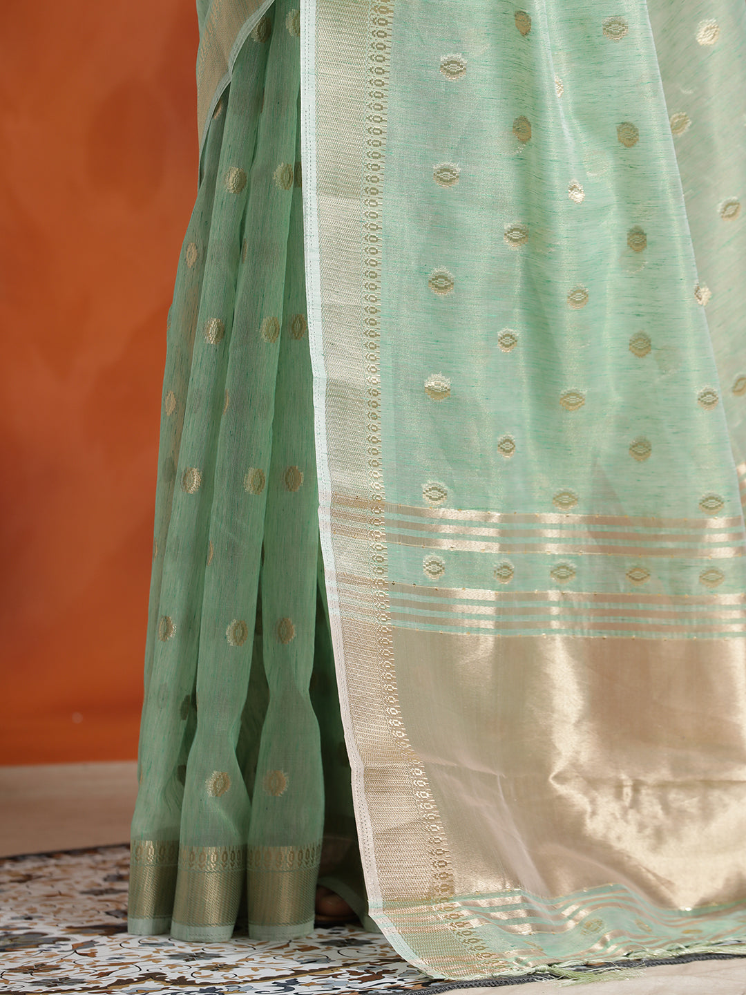 Green Zari Woven Banarasi Organza Saree