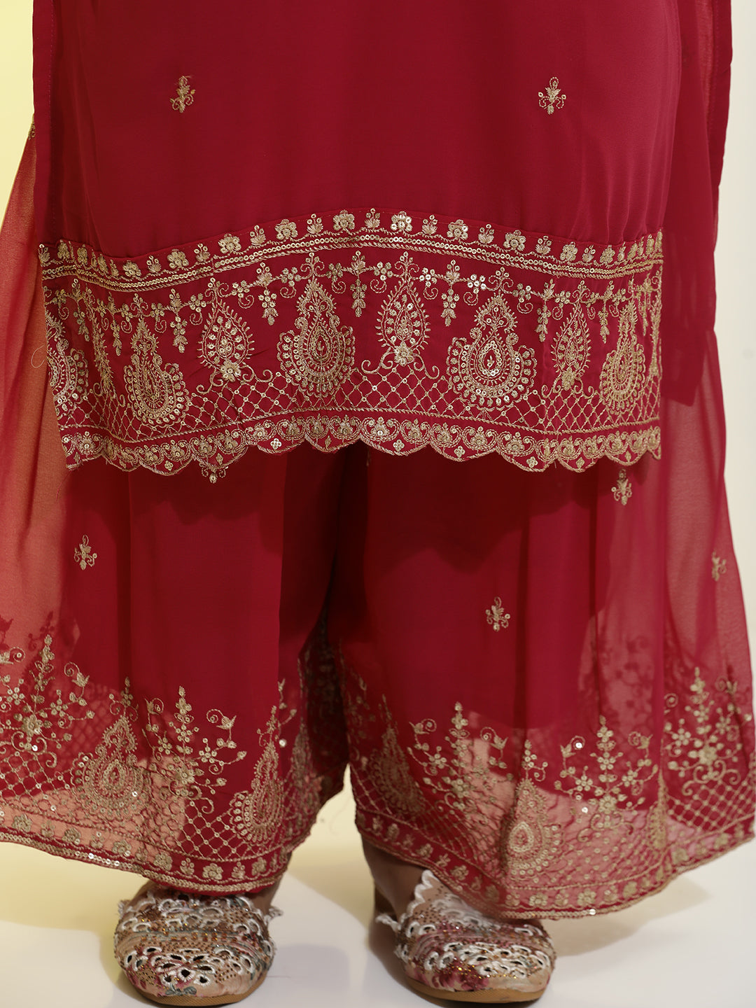 Festive Embroidered Georgette Heavy Kurta Set With Dupatta