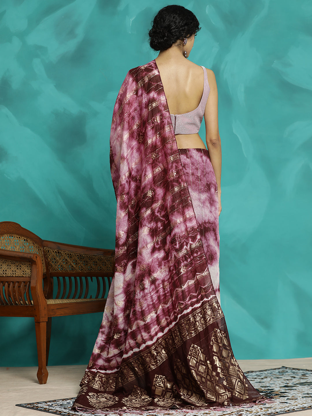 Tie-Dye Cotton Blend Banarasi Saree