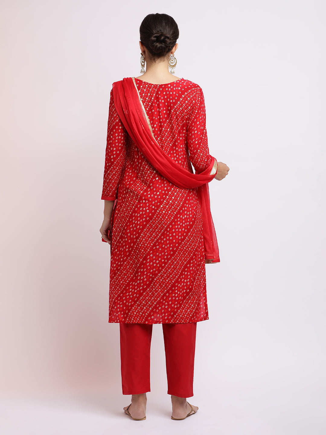 Bandhani Printed Gota Patti Kurta Set With Dupatta