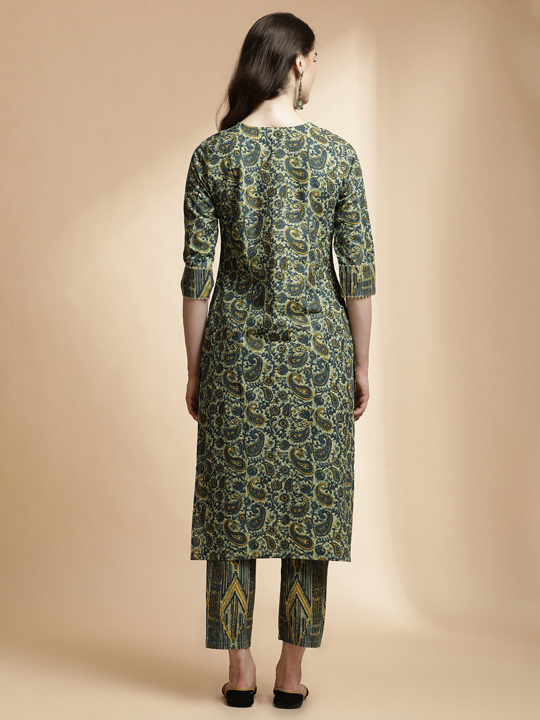 Paisley Printed Cotton Blend Kurta Set