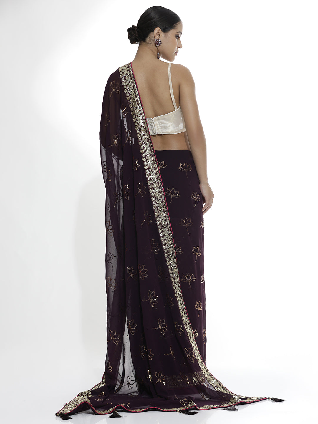 Pure Georgette Heavy Sequin Work Saree