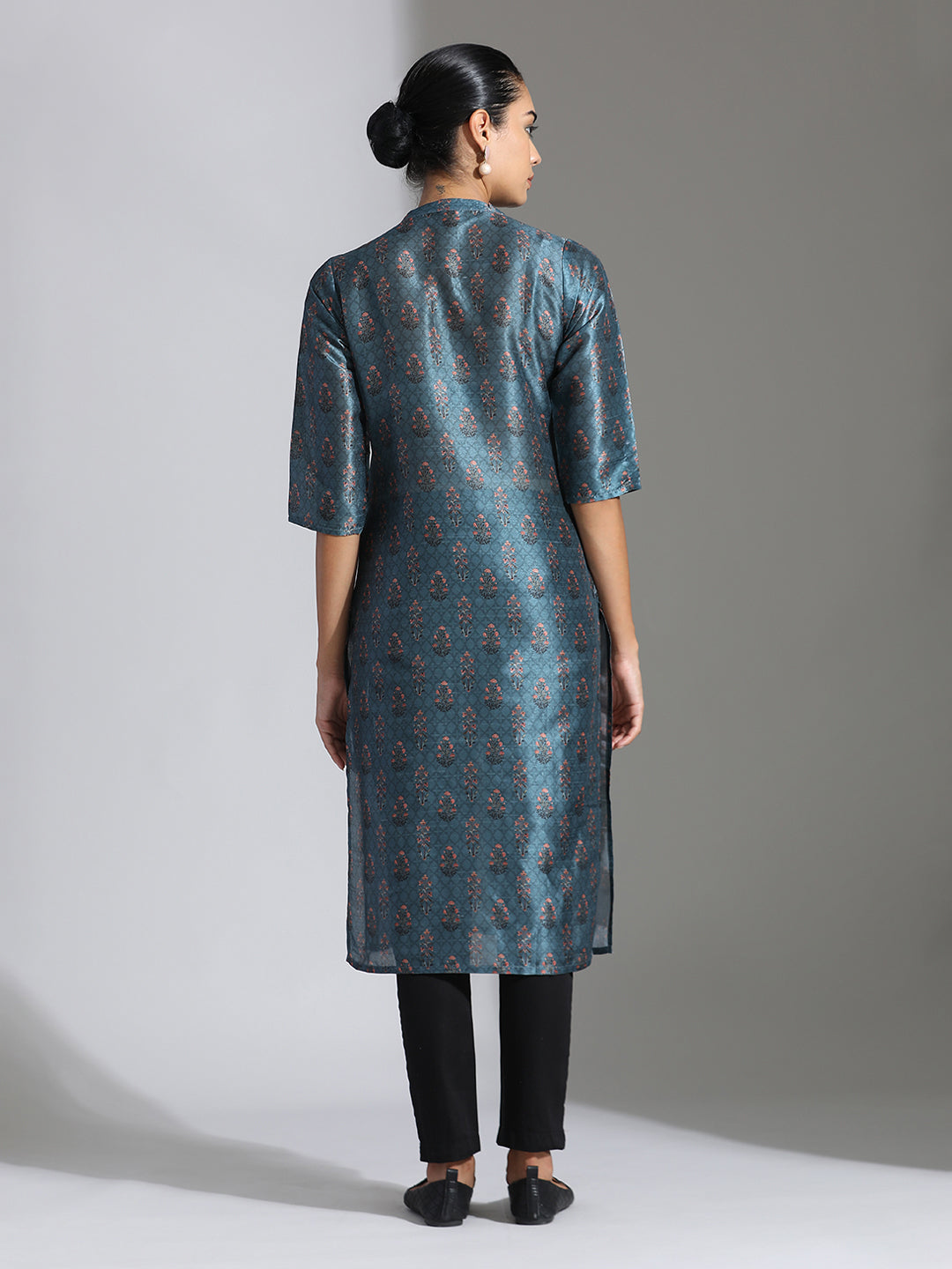 Ethnic Printed Poly Chanderi Kurta