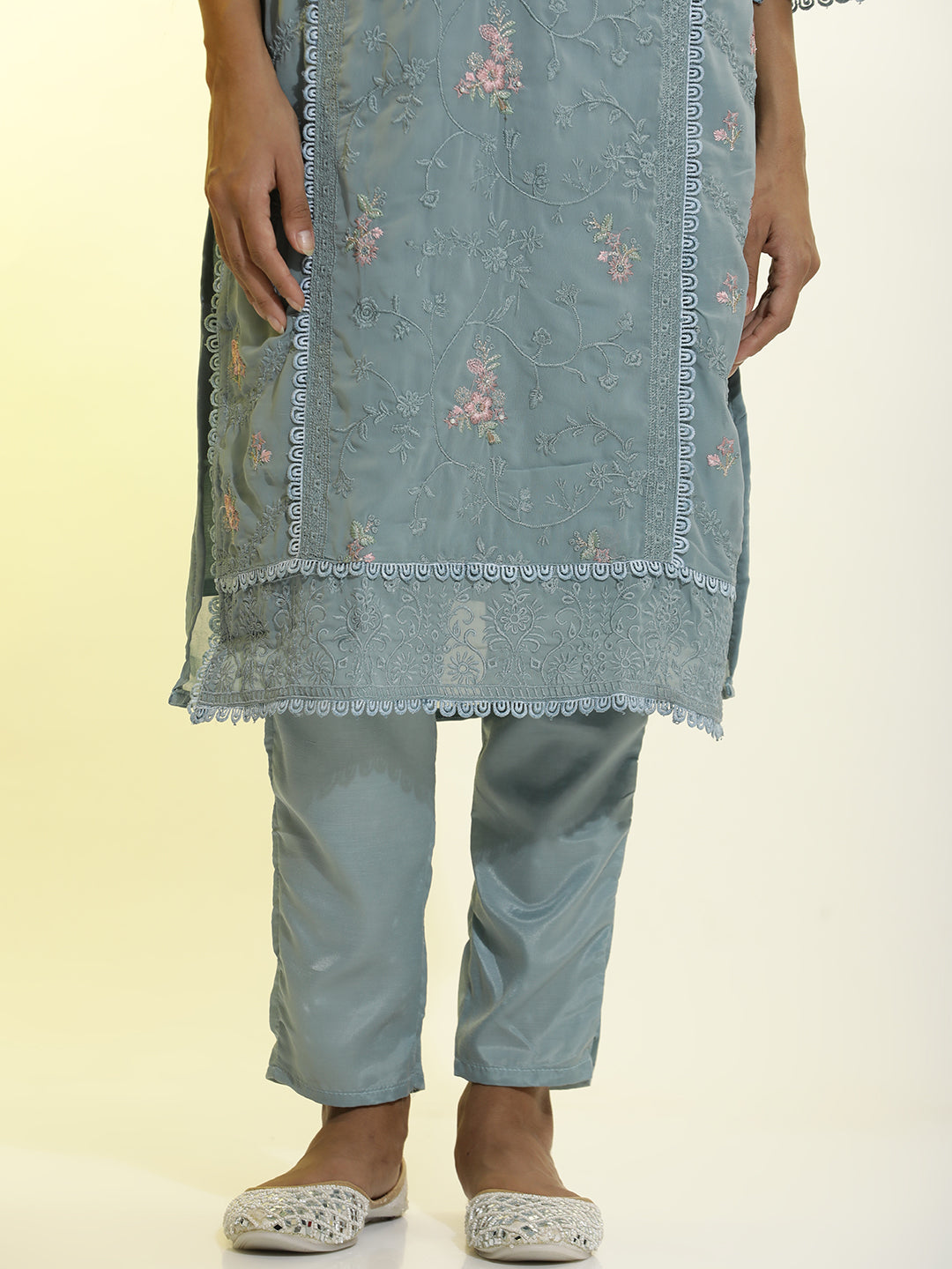 Festive Embroidered Georgette Kurta Set With Dupatta