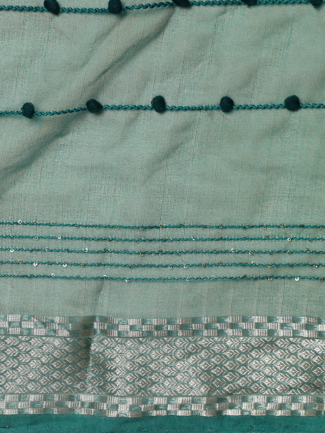 Teal Woven Design Khadi Organza Saree