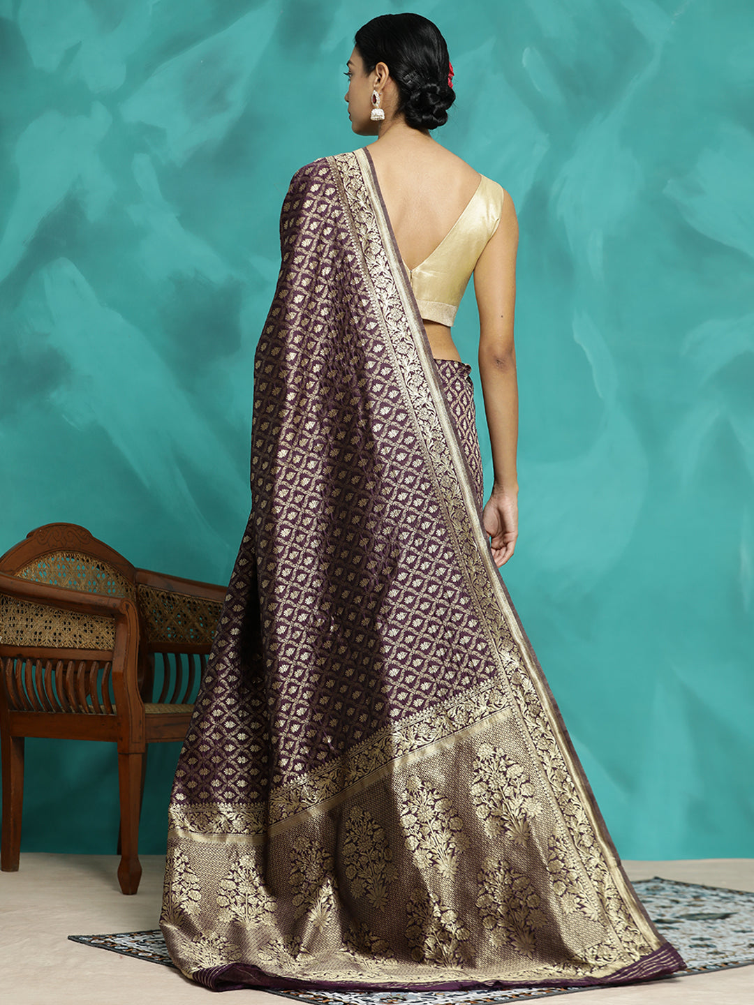 Purple Heavy Zari Woven Banarasi Saree