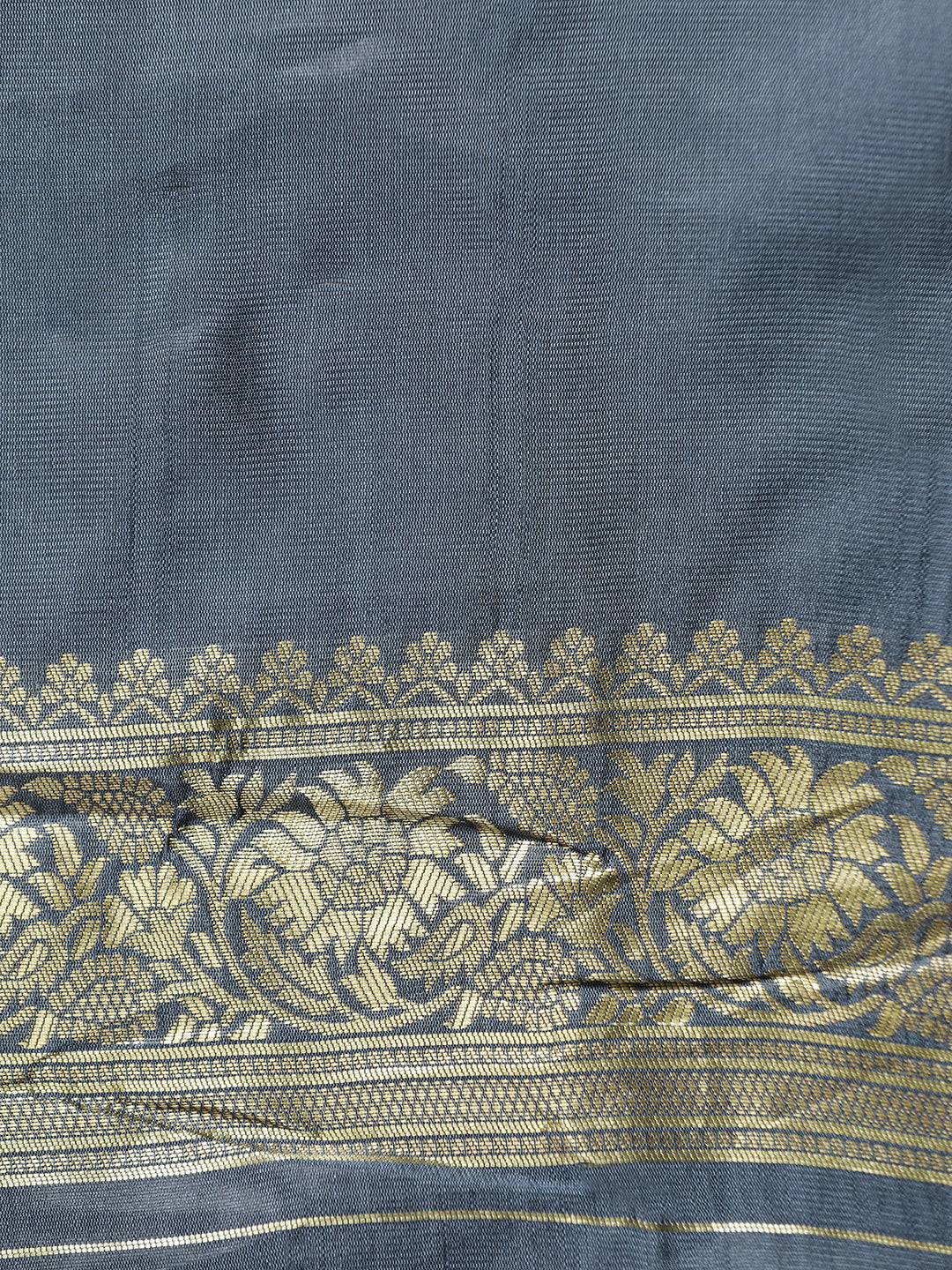 Grey Heavy Banarasi Zari Woven Silk Blend Saree