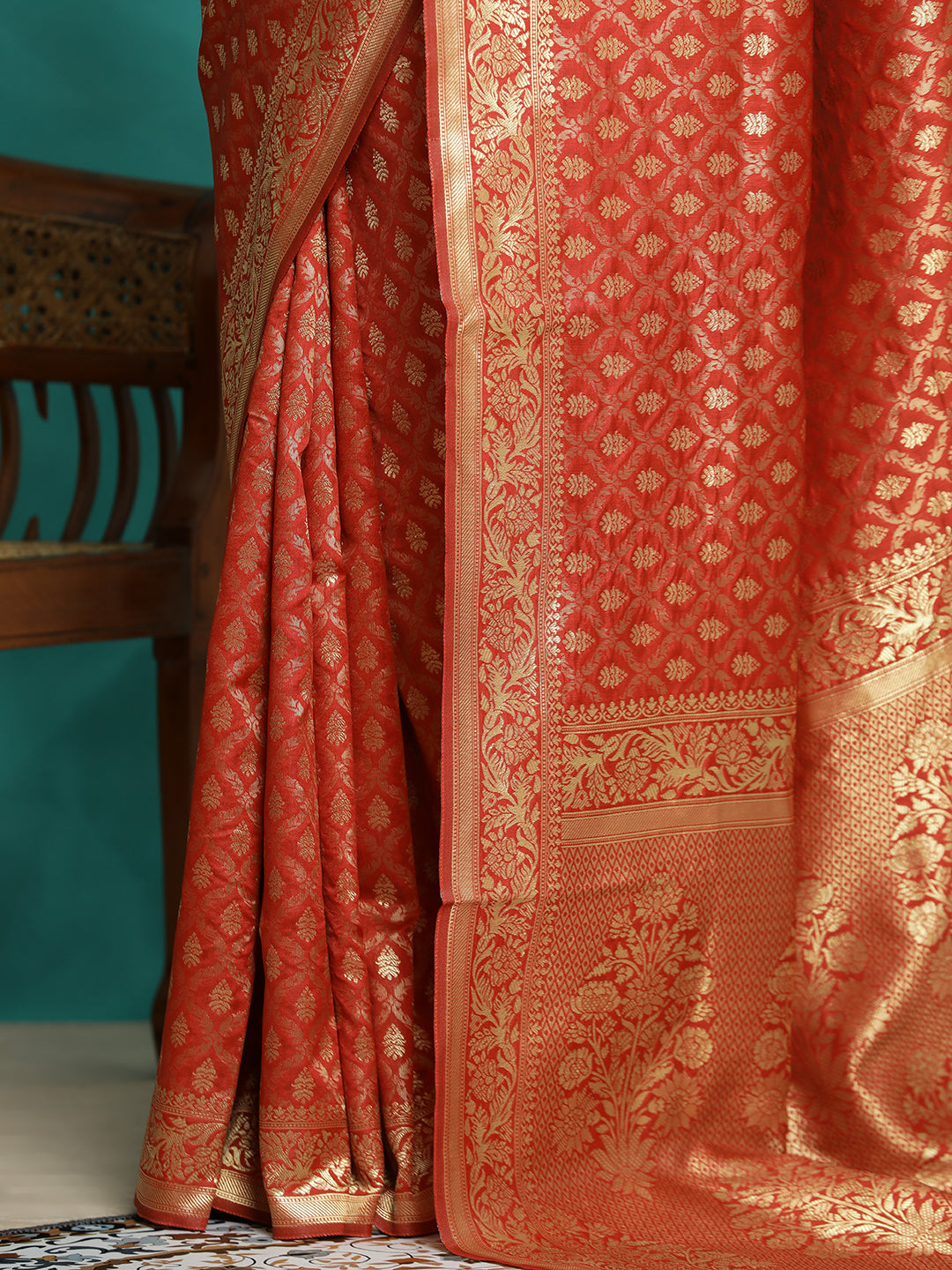 Red Silk Banarasi Zari Woven Heavy Saree