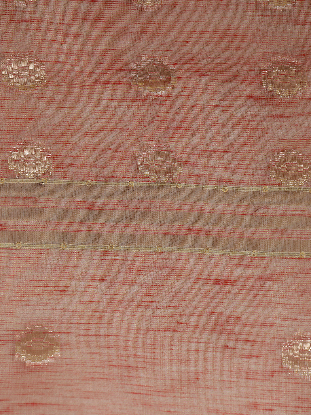 Peach Zari Woven Banarasi Organza Saree