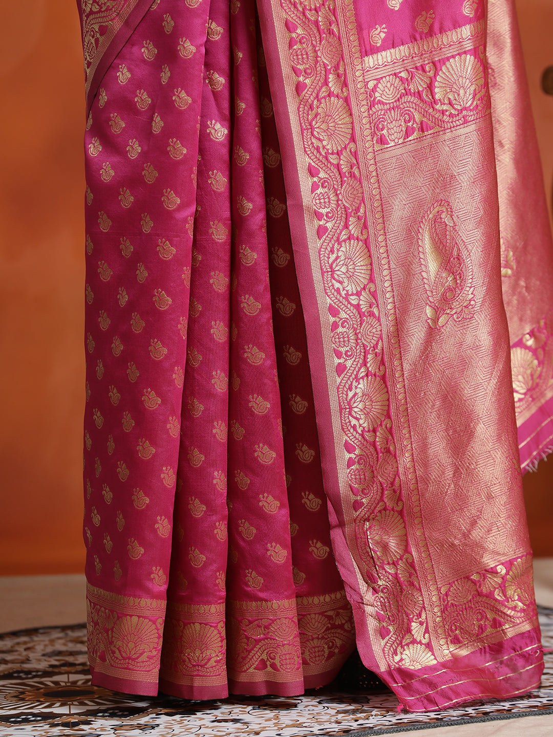 Silk Pink Banarasi Zari Woven Heavy Saree