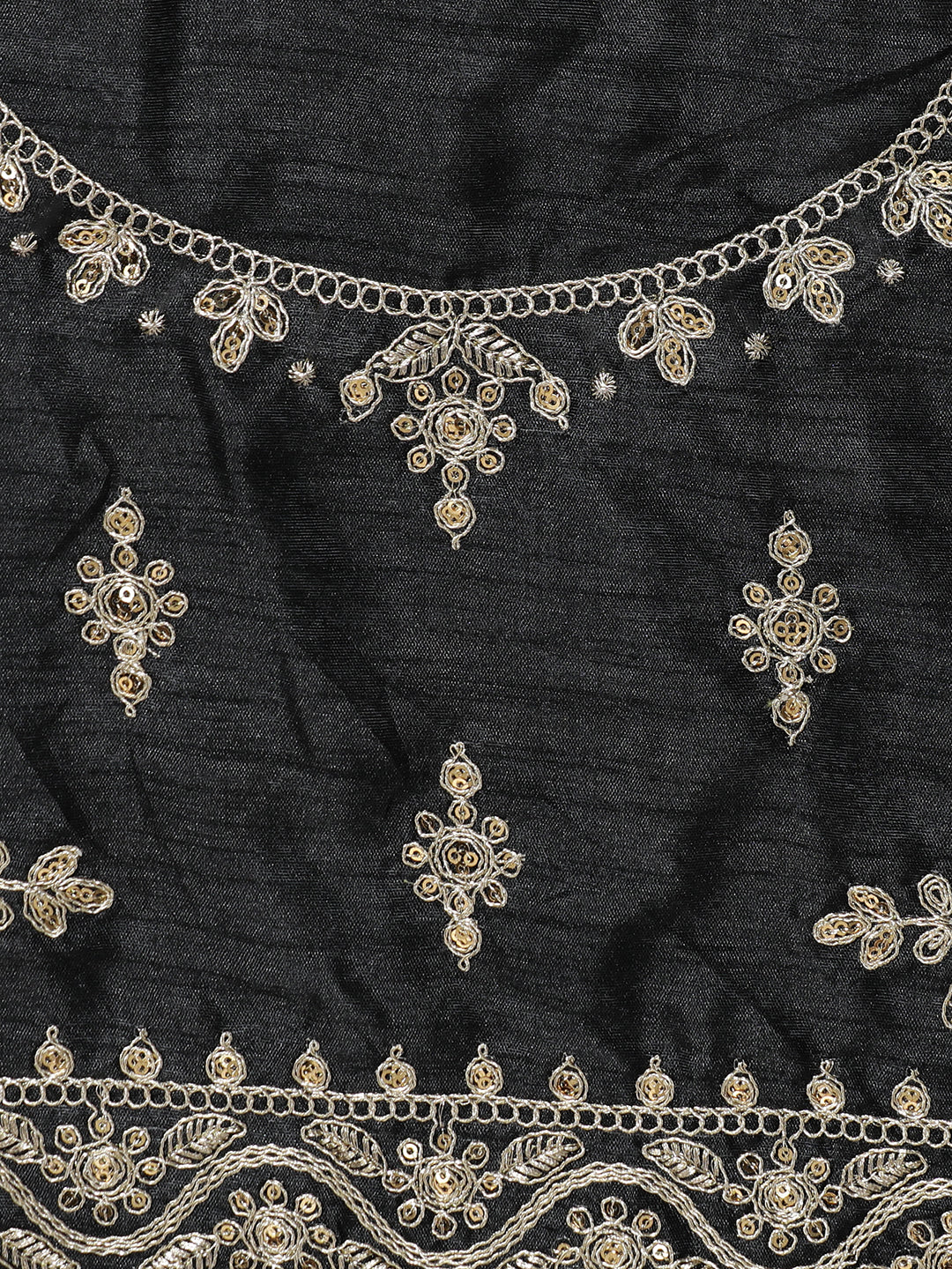 Pure Georgette Sequin Black Saree With Belt