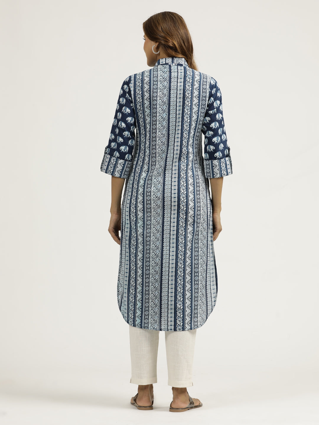 Animal Print Indigo Blue Pakistani Kurta