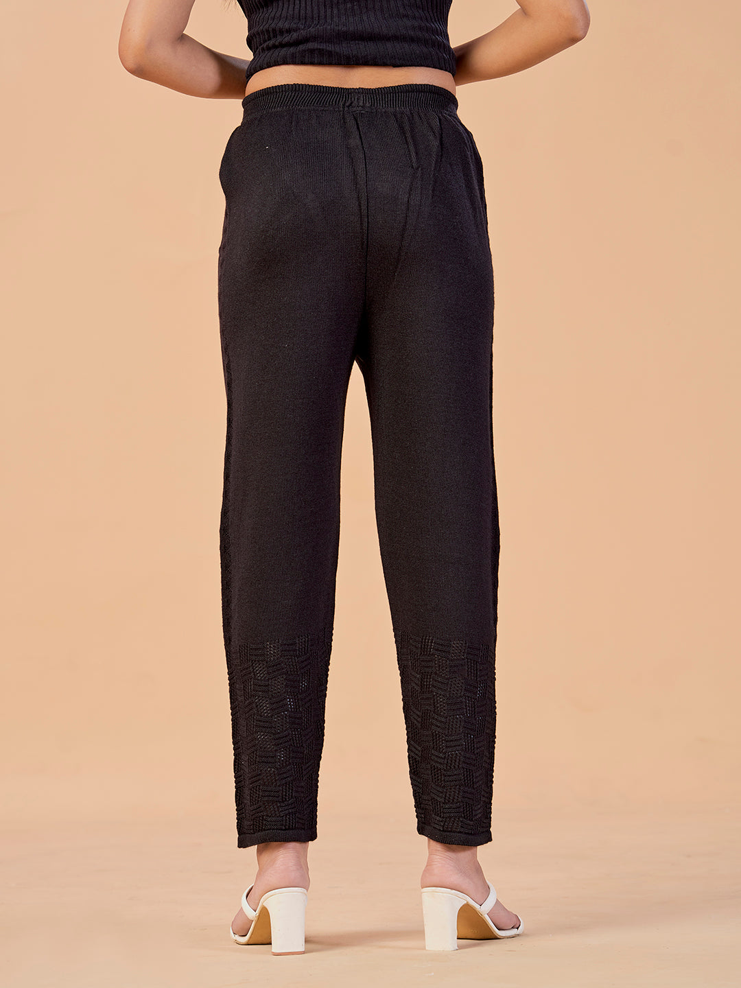 Straight Solid Woolen Pants