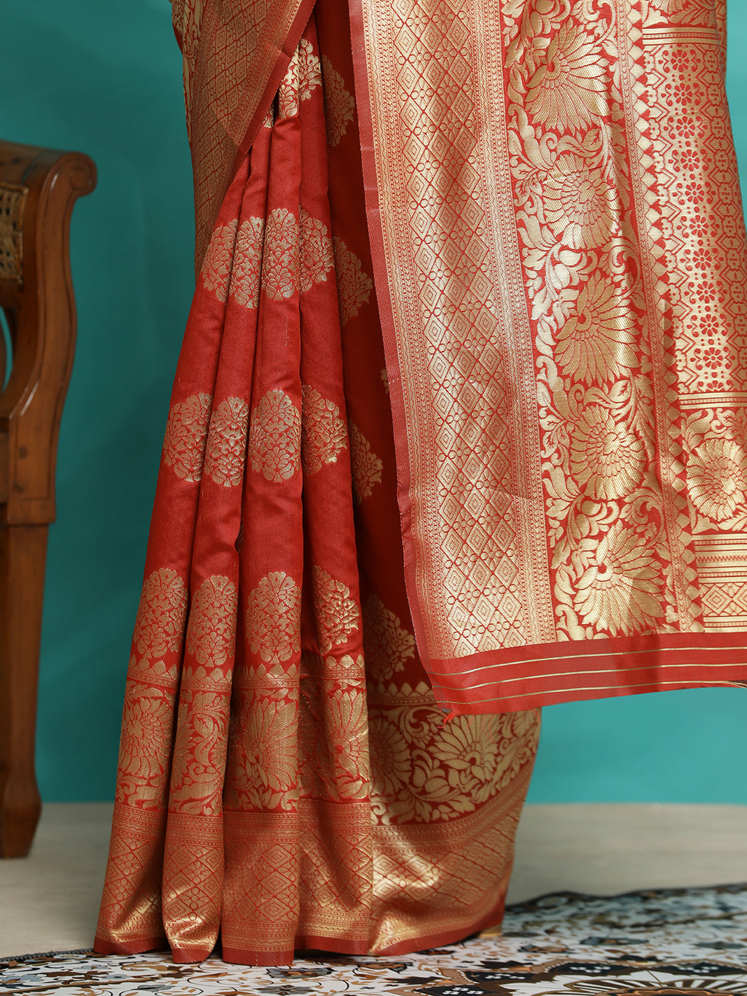 Red Zari Woven Red Banarasi Saree