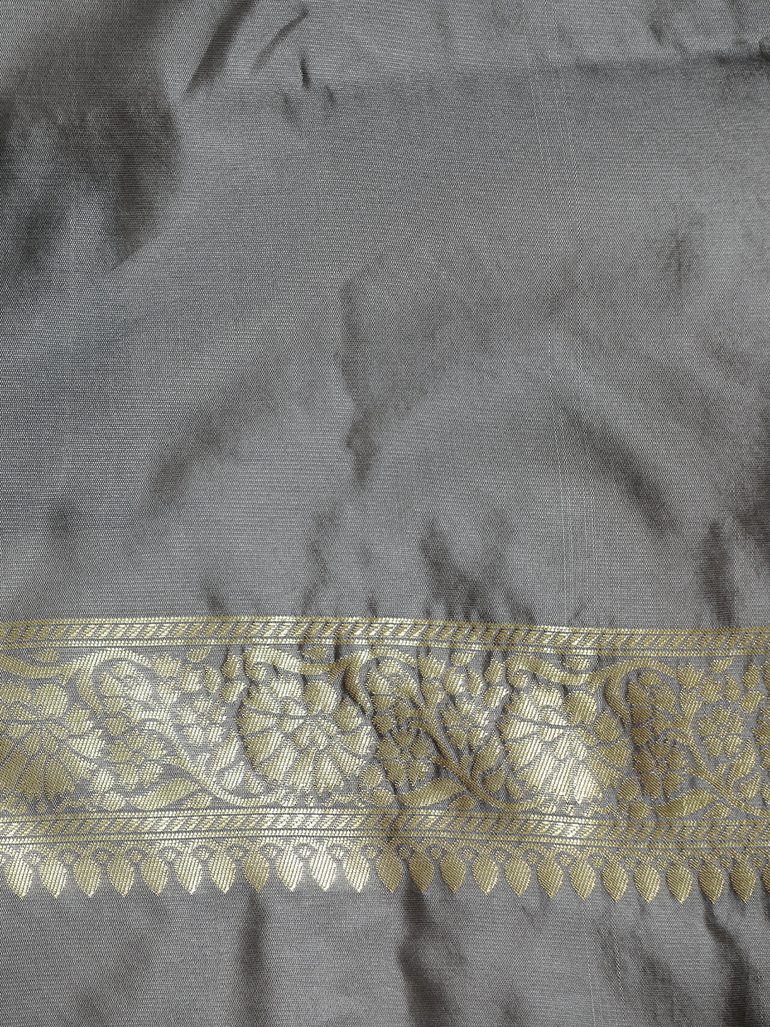 Grey Silk Banarasi Zari Woven Party Wear Saree