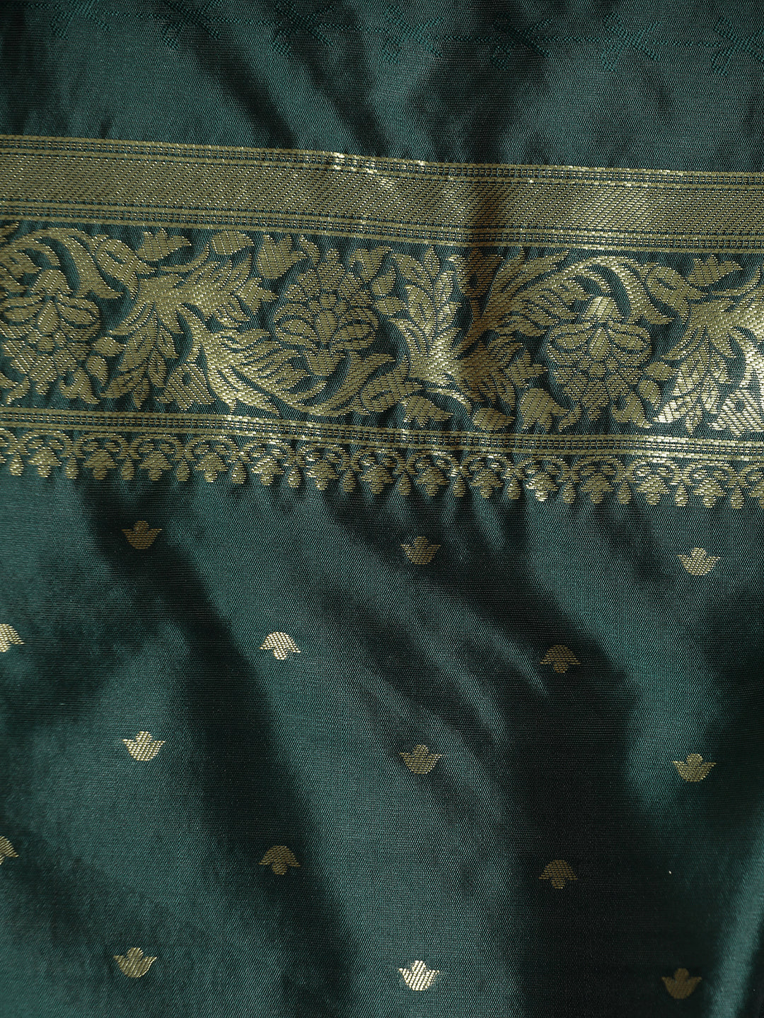 Mehandi Silk Banarasi Zari Woven Saree