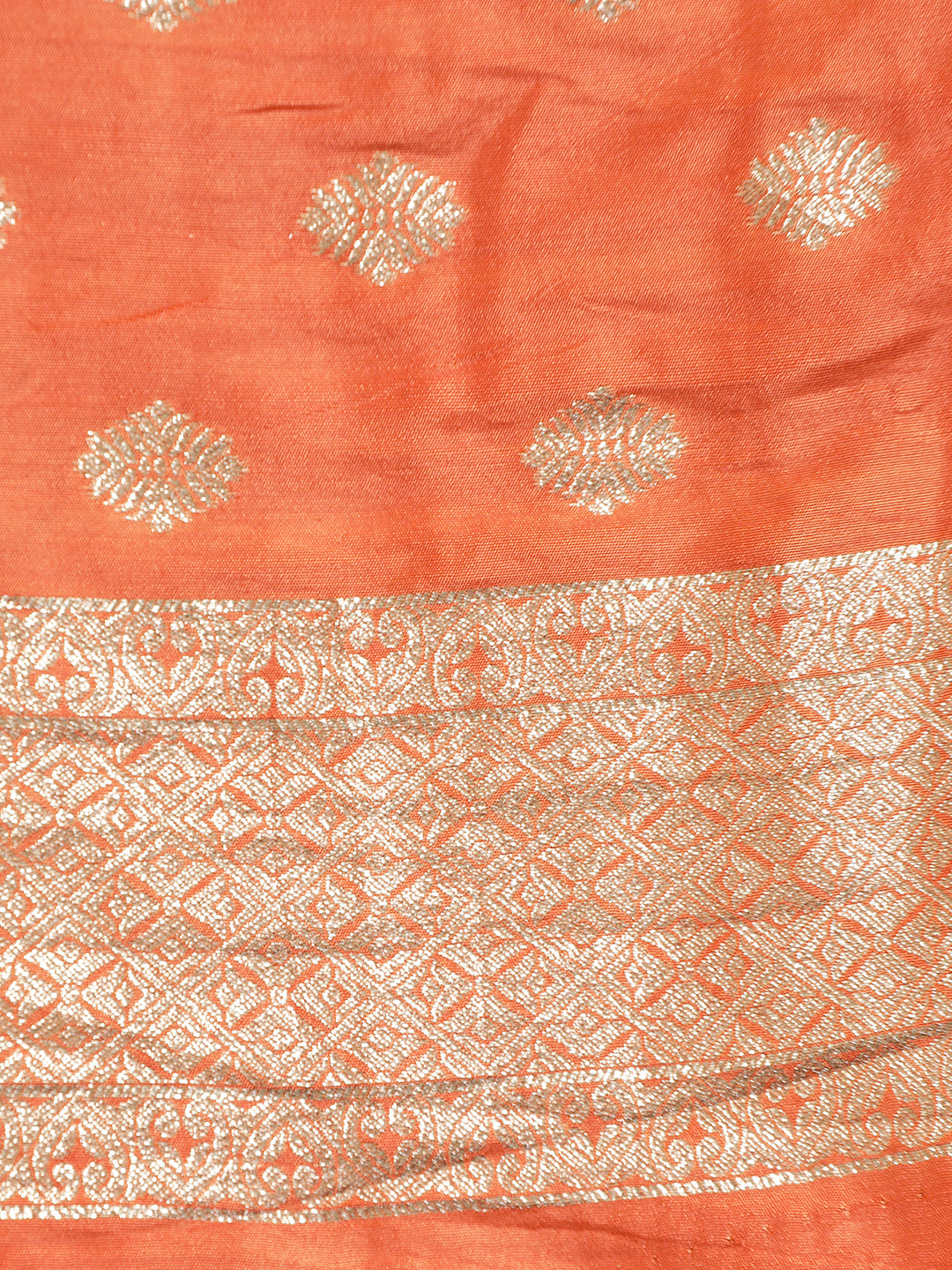 Heavy Banarasi Zari Woven Silk Blend Orange Saree