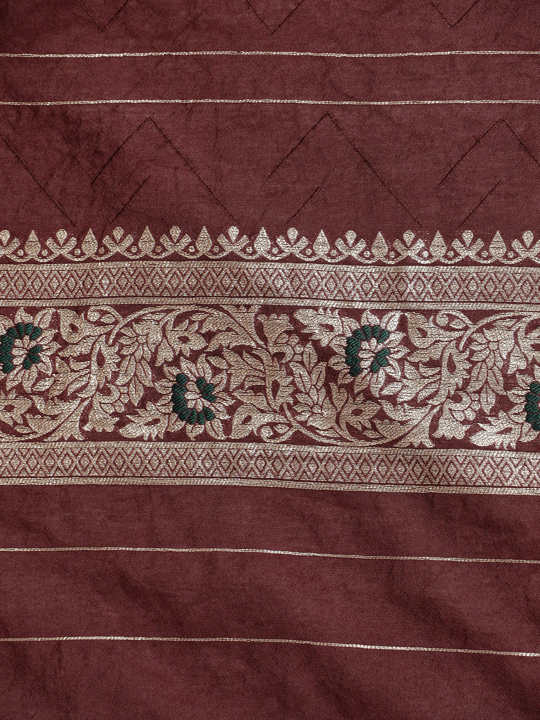 Maroon Silk Blend Banarasi Zari Woven Saree