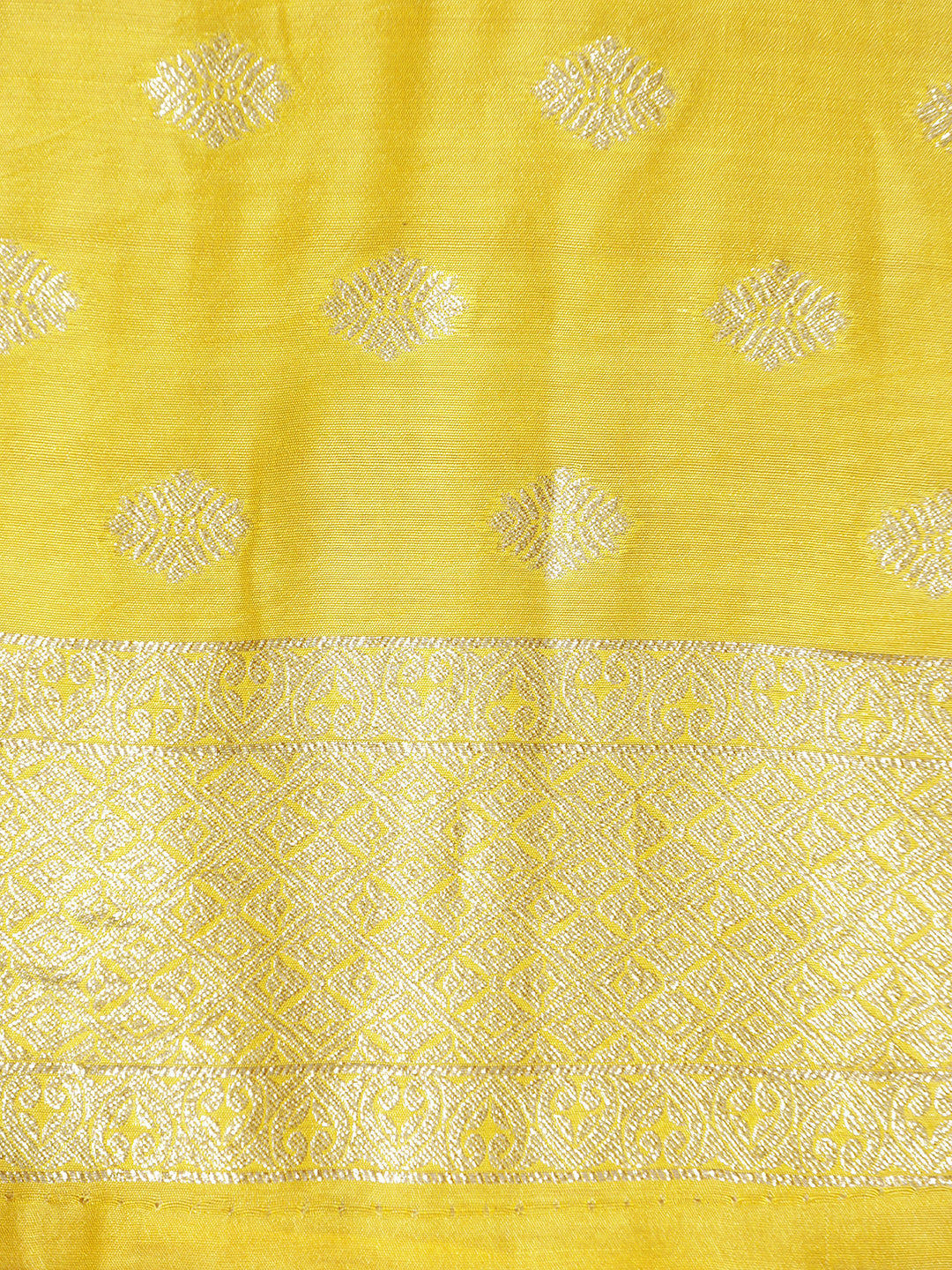 Yellow Party Wear Silk Banarasi Floral Zari Woven Design Saree