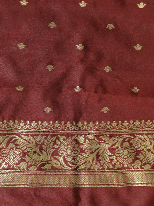 Maroon Zari Woven Design Heavy Banarasi Saree