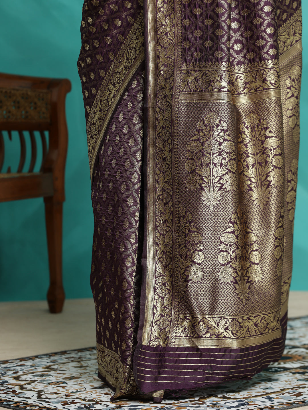 Purple Heavy Zari Woven Banarasi Saree