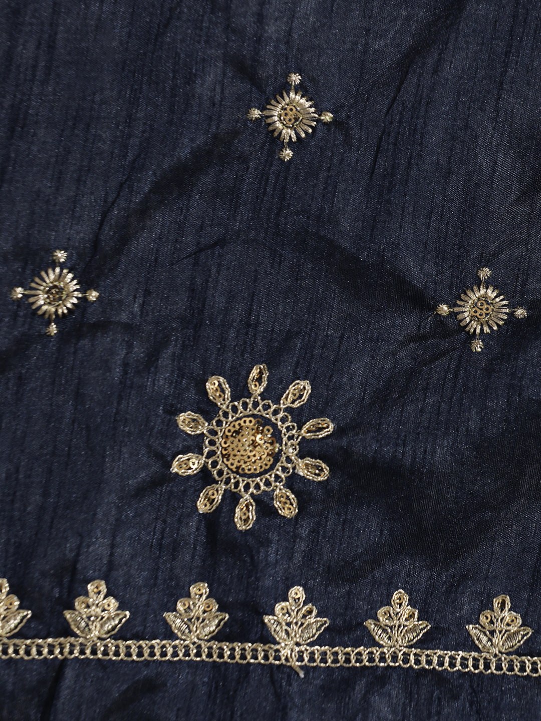 Embroidered Georgette Blue Saree with Unstitched Blouse