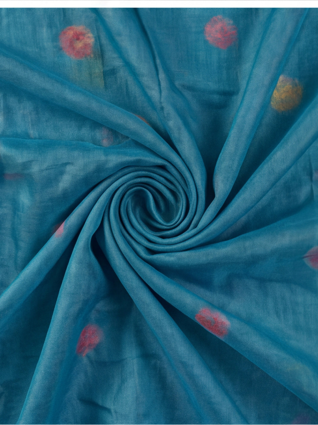Teal Blue Eroad Silk Saree with Digital Floral Print Soft Lightweight Ethnic Festive Saree