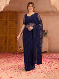 Jaipur Kurti Women'S Designer Embroderied Work Neavy Blue Saree