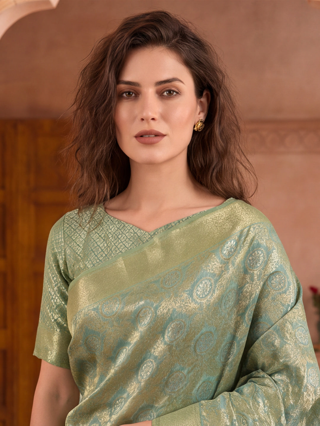 Jaipur Kurti Women'S Sky Blue Colour Designer Weaving Work Saree