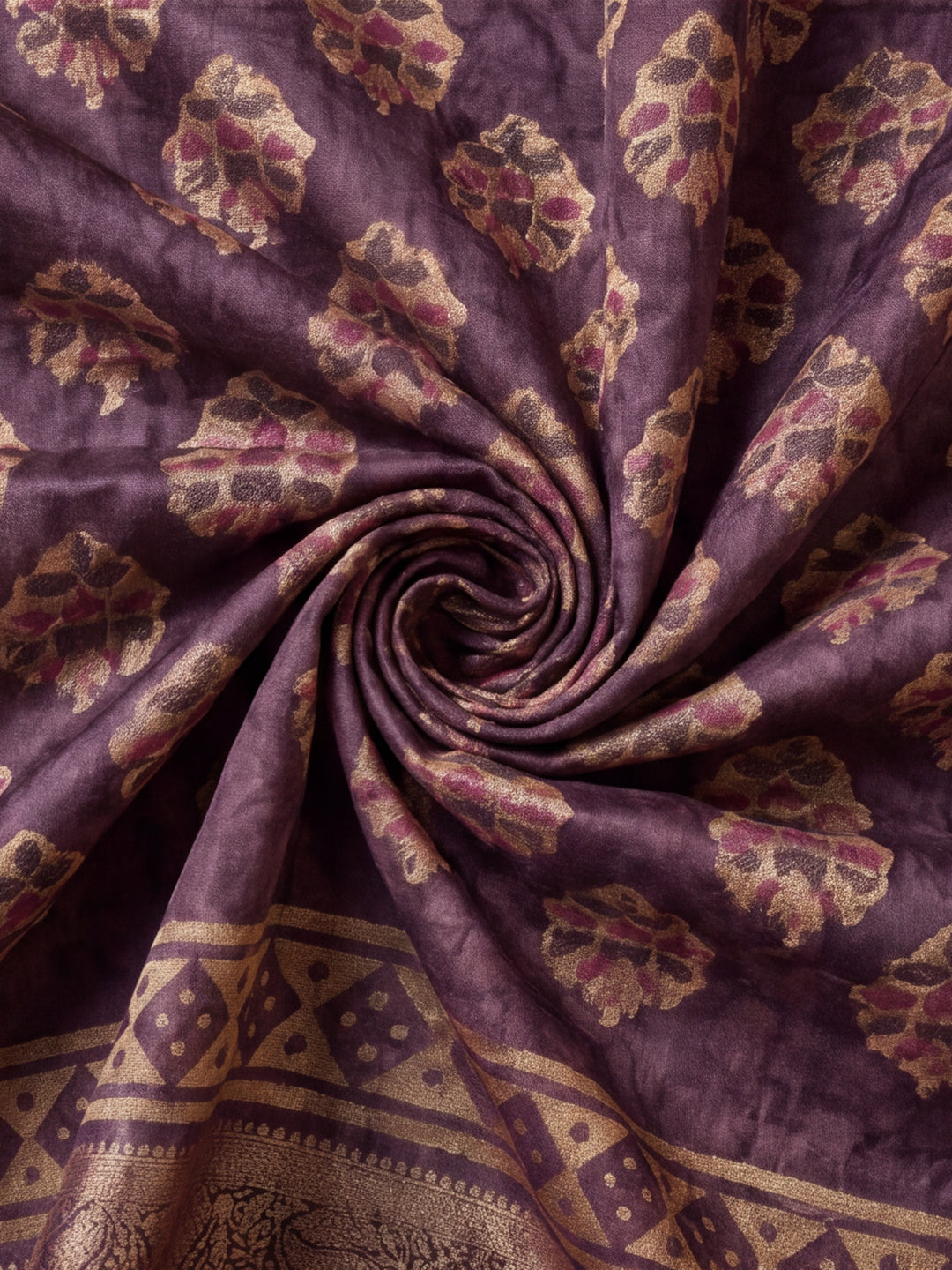 Purple Moss Chiffon Silk Saree with Chic Digital Prints – By Jaipur Kurti