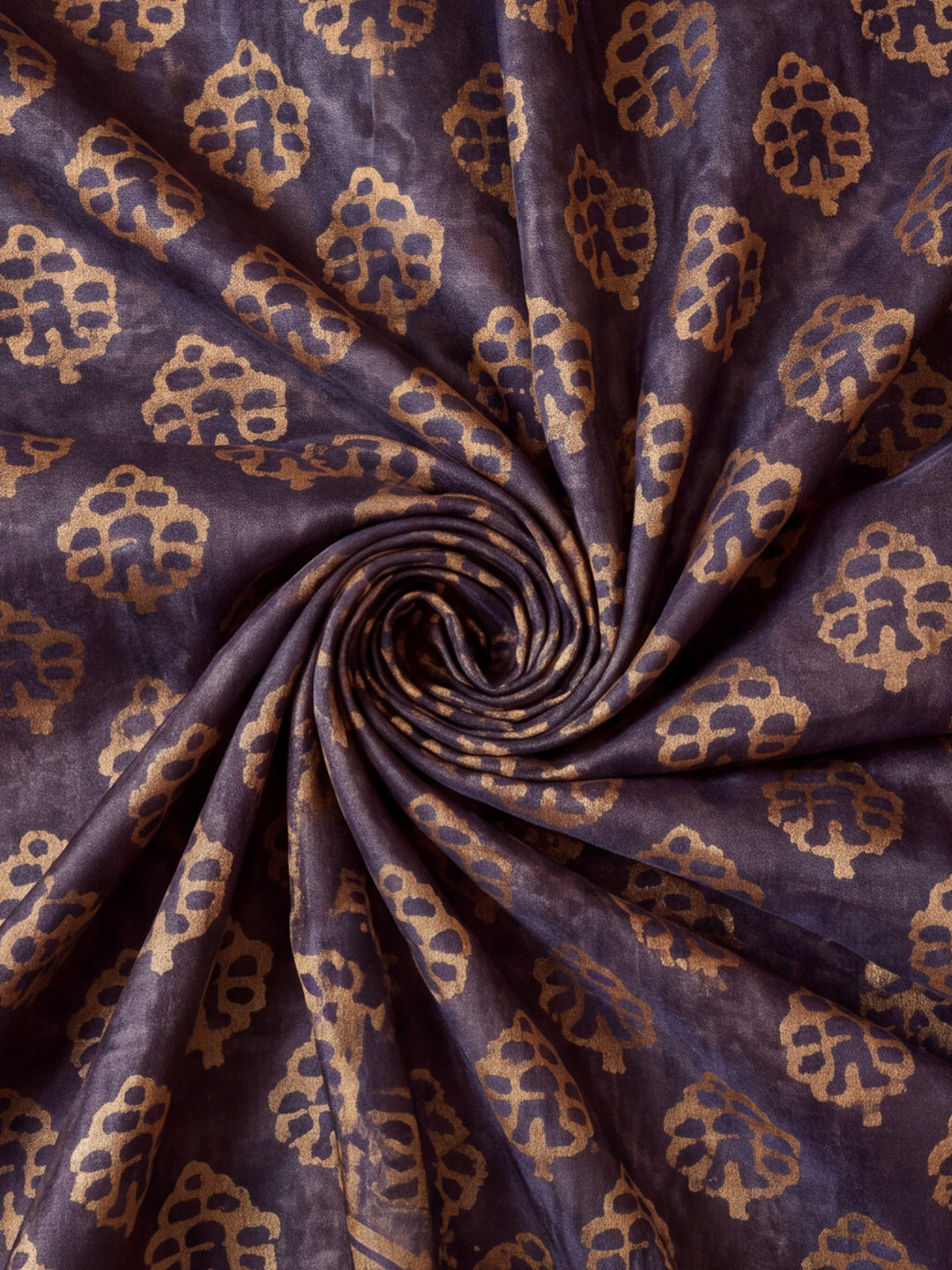Dark Blue Moss Chiffon Silk Saree with Contemporary Digital Motifs – By Jaipur Kurti