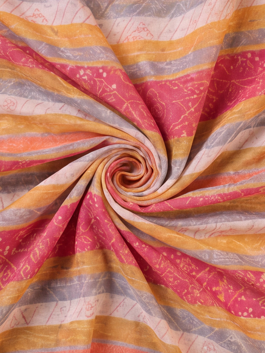 Yellow Moss Chiffon Saree with Contemporary Digital Design – By Jaipur Kurti