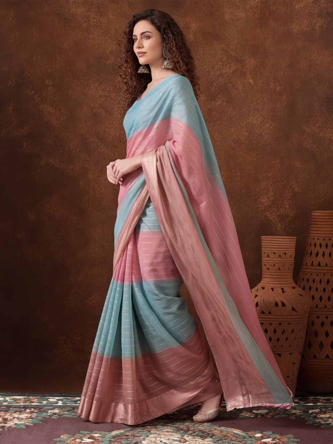 Multicolor Moss Chiffon Printed Saree with Modern Artistic Flair – By Jaipur Kurti
