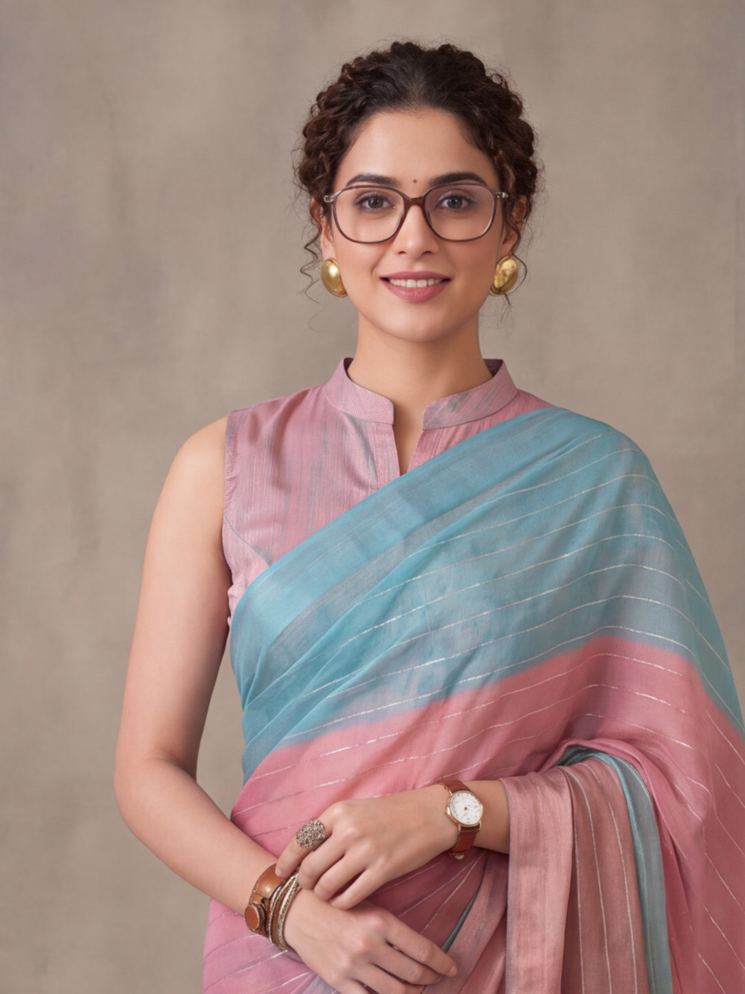Multicolor Moss Chiffon Printed Saree with Modern Artistic Flair – By Jaipur Kurti