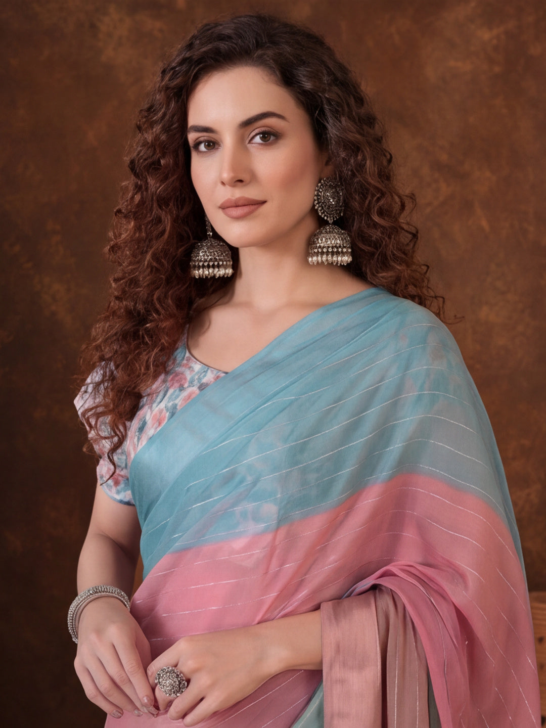 Multicolor Moss Chiffon Printed Saree with Modern Artistic Flair – By Jaipur Kurti