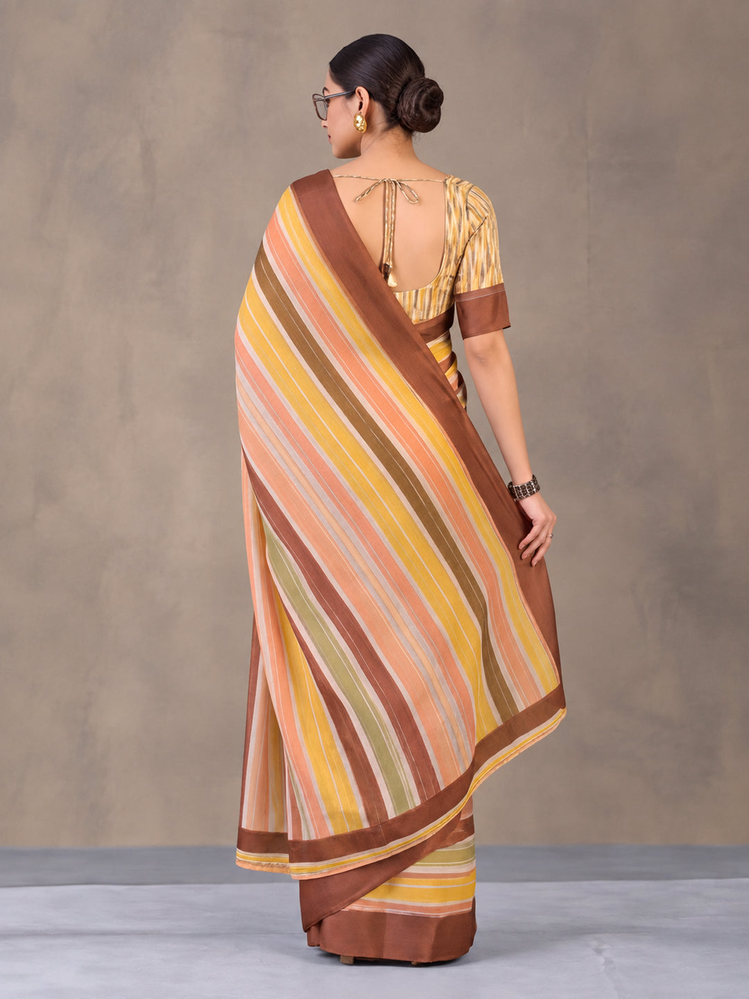 Statement Multicolor Digital Print Moss Chiffon Saree – By Jaipur Kurti