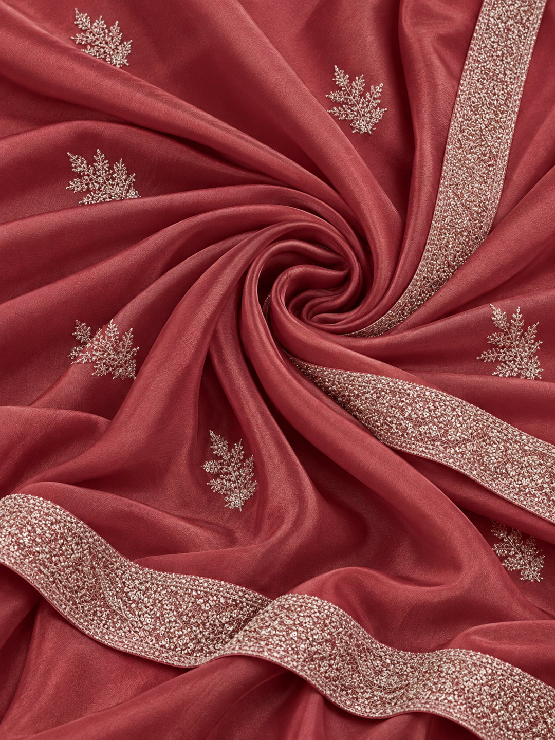 Pink Gold Crush Saree with Intricate Embroidery for Party Wear by Jaipur Kurti