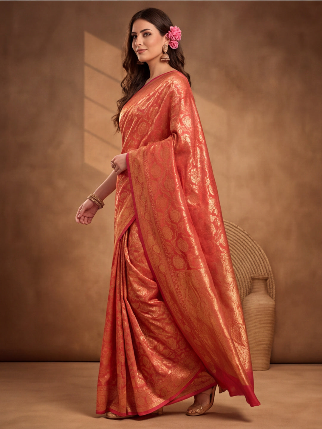 Jaipur Kurti Women'S Pitch Colour Designer Weaving Work Saree